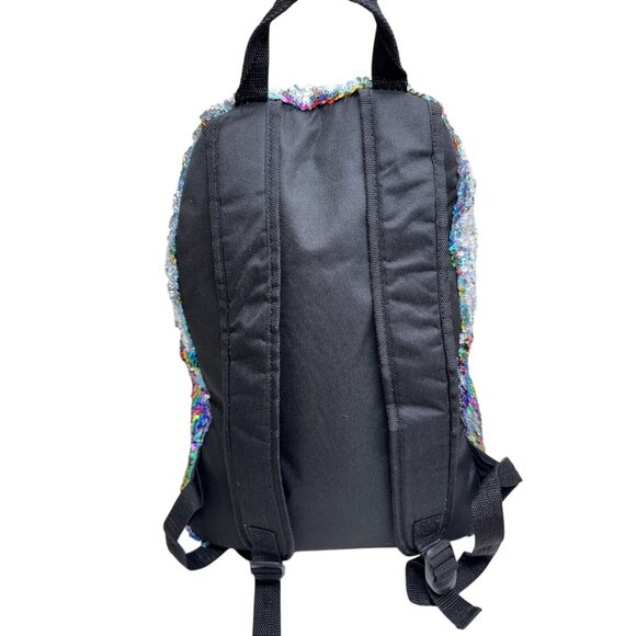 Rainbow Sequin Reversable Backpack W/Dual Zipper Compartments & Adjustable Strap - Picture 4 of 9